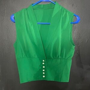 SHEIN Vibrant Green Sleeveless Blouse